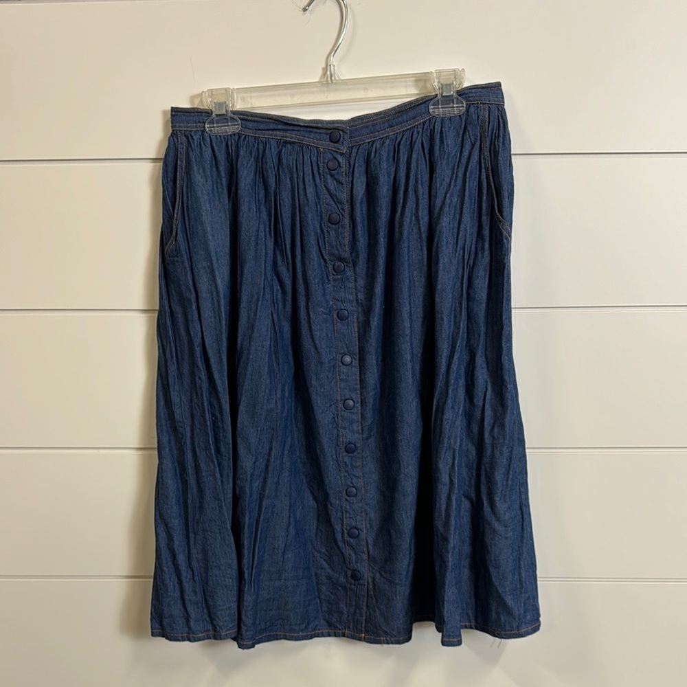 Denim Button-Front Skirt